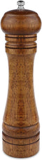 8 Inch Oak Wooden Pepper Mill Grinder - Refillable with Adjustable Coarse to Fine (1 Pack)