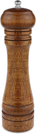 8 Inch Oak Wooden Pepper Mill Grinder - Refillable with Adjustable Coarse to Fine (1 Pack)