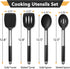 P&P CHEF Black Kitchen Cooking Utensil Set of 4, Silicone Solid Spatulas Slotted Spoons Turners for Non-stick Cookware Flipping Mixing, Heat-proof by P&P CHEF