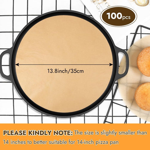 BYKITCHEN 14 Inch Parchment Paper Rounds, Non Stick Pizza Parchment Paper for Elite Gourmet Smokeless Indoor Electric BBQ Grill, Pizza Pan, Cast Iron Pizza Pan, Round Baking Sheet and More(Set of 100) by BYKITCHEN