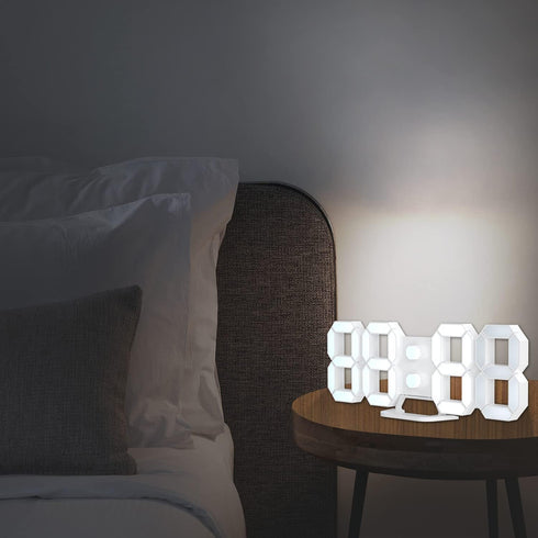 EDUP HOME 3D LED Digital Wall Clock/Desk Alarm Clock with Remote Control, 9.7" LED Night Light
