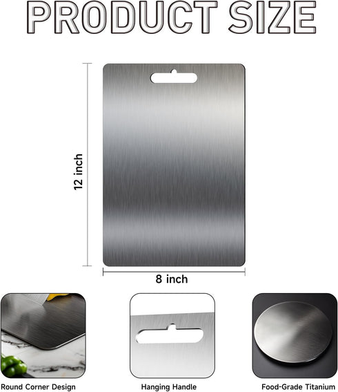 byojia (12"L 8"W) Titanium Cutting Board - Cutting Boards for Kitchen, Double-sided Food-grade Titanium Chopping Boards