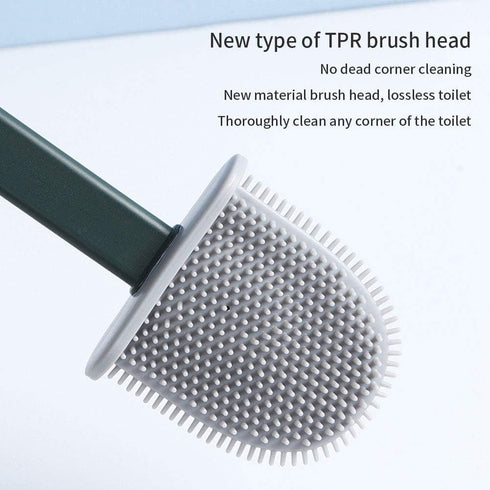 Revolutionary Silicone Flex Toilet Brush with Holder - No-Slip Long Handle, Wall Mounting Cleaning Brush Set