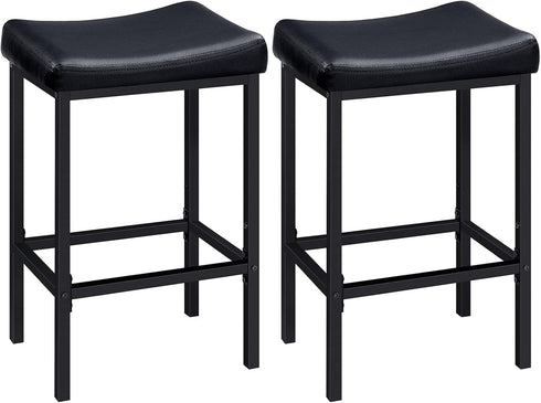 HOOBRO Bar Stools, Set of 2 Bar Chairs, Counter Height Stools, Saddle