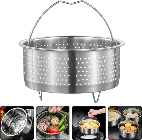 Luxshiny Rice Cooker Steamer Basket with Handle, Stainless Steel for Steaming Food, Meat, Fish, Rice, Veggies