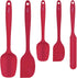 HOTEC Heat Resistant Silicone Rubber Spatula Set - 600? BPA-Free Kitchen Cooking Spatulas, Red Set of 5