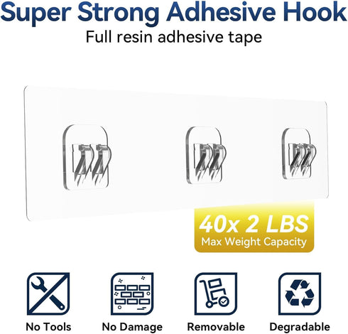 2 Pack YASONIC Shower Caddy Adhesive, No Drill Bathroom Shower Organizers, with Removable Hooks, Rust Proof Shower