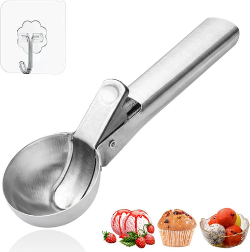Auyuananble Ice Cream Scoop,Portable Stainless Steel Ice Cream Scoop with Trigger and Comfortable