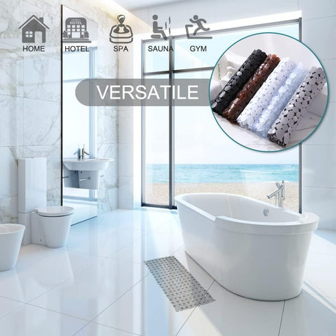 Non-Slip Pebble Bath Tub and Shower Mats, 35 x 16 Inches Machine Washable Bathtub Mat with Drain Holes and Suction Cups