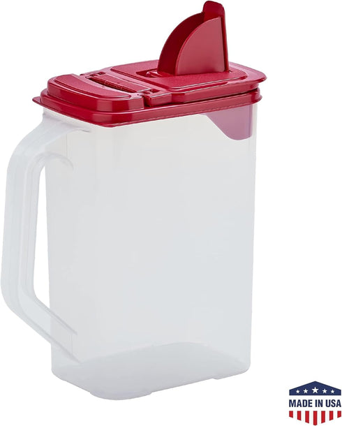 Buddeez Flour and Sugar Container, 4 Quart Kitchen Organization Unit, Large Food Storage Container with Red Lid