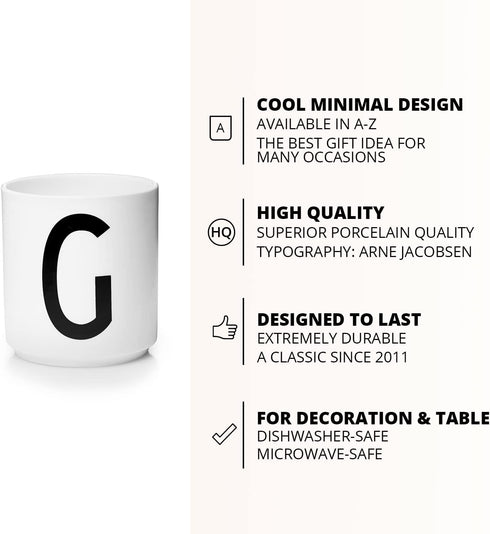 Design Letters Monogram Coffee Cups (A-Z), Initial Mug, 9 oz, Dishwasher & Microwave Safe