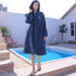 Hiturbo Surf Poncho Zipper Towel Hoodie: Oversized Hooded Wetsuit Changing Robe with Pocket - Plush Coral Fleece