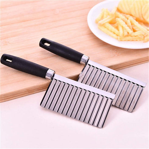 Multifunctional Potato Wavy Edged Knife, Stainless Steel Mezzaluna Chopper, Vegetable Fruit Cutter