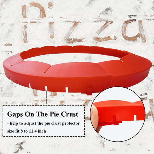 Adjustable Silicone Pie Crust Shields, Baking Protectors Cover Ring Fits 8-11.4 Inch Pies (Red-1Pcs), LYRAIN-119