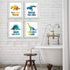 CHIEN-CHI LILI Wash Your Hands Dinosaur Bathroom Art Prints Set of 4 (8”X10”), Motivational Quote Decor for Kids