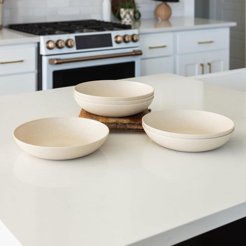 Grow Forward Premium Wheat Straw Pasta Bowls, 42oz Unbreakable Wide & Shallow Dinner Plate Bowls Set of 6