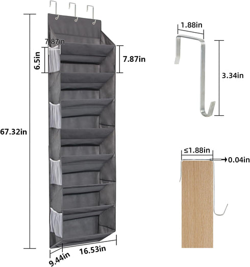 8 8 50lbs 16 Closet 1 Pack Over the Door Shoe Organizer Hanging with Mesh Pockets Wire Large Deep Pockets, Weight