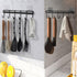 2Pcs Kitchen Utility Hooks - Wall Mount Utensil Rack with 6 Hooks, Space Saving Kitchen Holder (Black)
