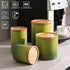 Sweejar Ceramic Food Storage Jar, Stackable Kitchen Canisters with Airtight Seal Wooden Lid, 16 Fl Oz (Gradient Green)