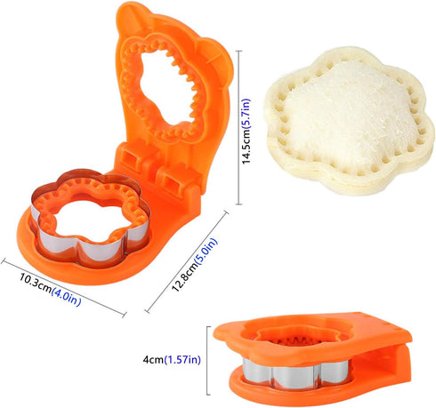Sandwich Cutter And Sealing Machine, Flower Shaped Sandwich Cutter, Sturdy And Durable, Suitable For Children's Favorite Lunch Sandwich Cutter, Orange by QinhBting