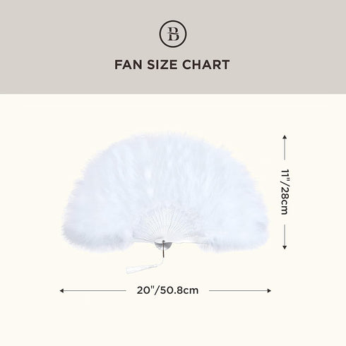 BABEYOND Marabou Feather Fan 20s Vintage Folding Hand Fan for Costume Dancing Show, Tea Party Wedding (White)