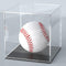 Acrylic Display Case, 4x4x4 Inch Cube with Matte Black Base, Clear Box for Softball Collectibles and Mini Figures
