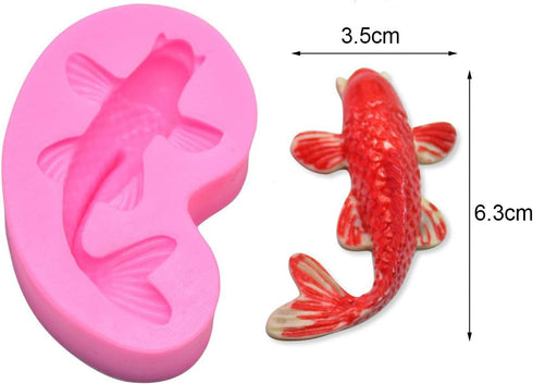 2Pcs/Set Koi Fish & Goldfish Fondant Mold, Carp Silicone Molds for Chocolate Candy Cake Decoration