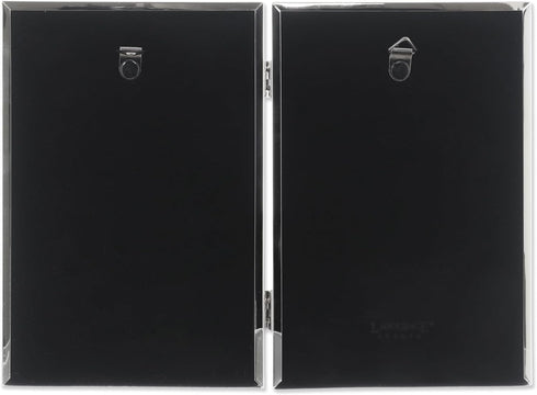 Lawrence Frames 4 by 6-Inch Hinged Double Metal Picture Frame, Silver-Plate with Delicate Beading (Vertical)