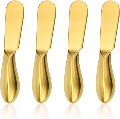 Stainless Steel Butter Knife, 4Pcs Gold Applicator Set for Home Breakfast Use, Deluxe Sandwich Cream Cheese