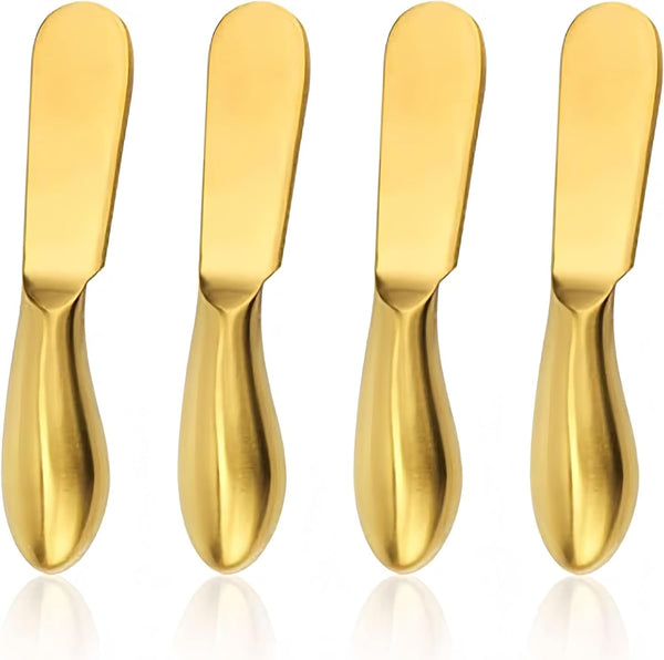 Stainless Steel Butter Knife, 4Pcs Gold Applicator Set for Home Breakfast Use, Deluxe Sandwich Cream Cheese