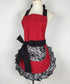 Hyzrz Cute Lace Flirty Apron with Pocket, Retro Sexy Cooking Pinup Apron for Women Girls (Red)