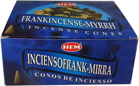 Hem Frankincense and Myrrh Incense Cones, 120 Cones (12 Packs), Natural Aromatherapy for Meditation