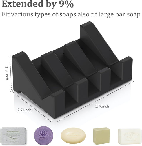Silicone Soap Holder, Self Draining Waterfall Drying Tray, Soap Dish for Shower Wall (3PCS)