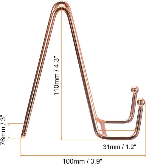 uxcell Plate Stand for Display, 5Pcs 4.3 Inch Iron Easel Plate Holder Display Stands Metal Decorative Plates for Picture Photo Book, Rose Gold