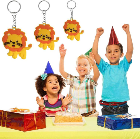24 Pack Lion Keychains, Safari Animal Keychains for Jungle Safari Party Favors and Rewards