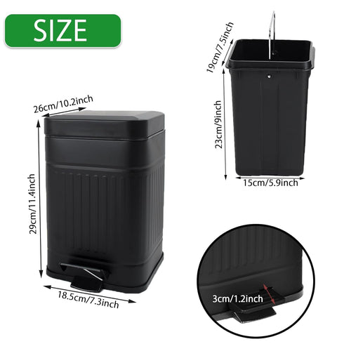 Umtiti 5L Outdoors1.3 ContainerUP5L-BK-Fang Dog Poop Trash Can with Lid for Gallon Trash Can with Activated Carbon