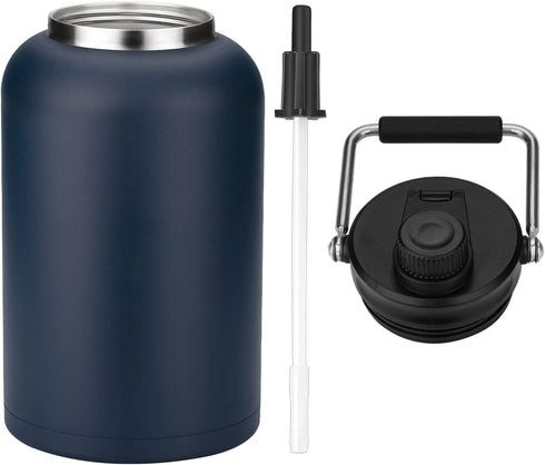 Zenbo 128 oz One Gallon Jug with Straw - Double Wall Vacuum Insulated Water Bottle, Keeps Cold up to 48 Hours