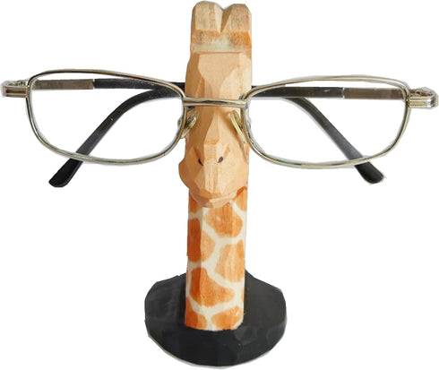 Red Dollar Handmade Wood Carved Animal Eyeglass Holder, Cute Giraffe Sunglasses Display Stand for Home Office Decor