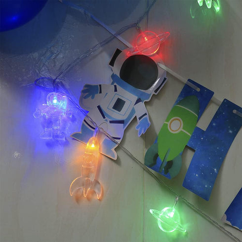 20 11 8 Children's Room LED String Lights with Remote LED FT Modes Battery Operated Space String Lights with Rocket