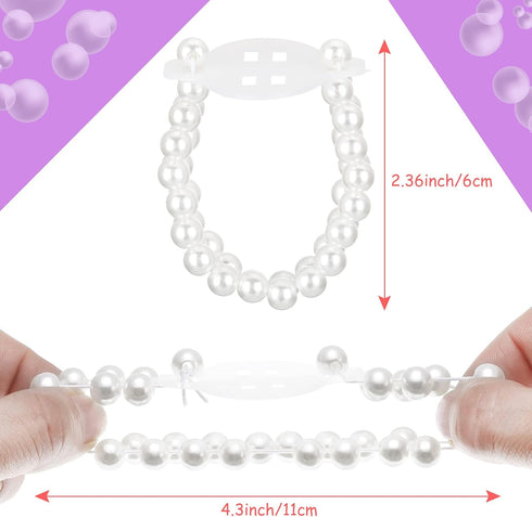 Hicarer 24 Pieces Corsage Wristlet Elastic Pearl Wrist Bands for Wedding DIY Faux Flowers Decor for Beach Party