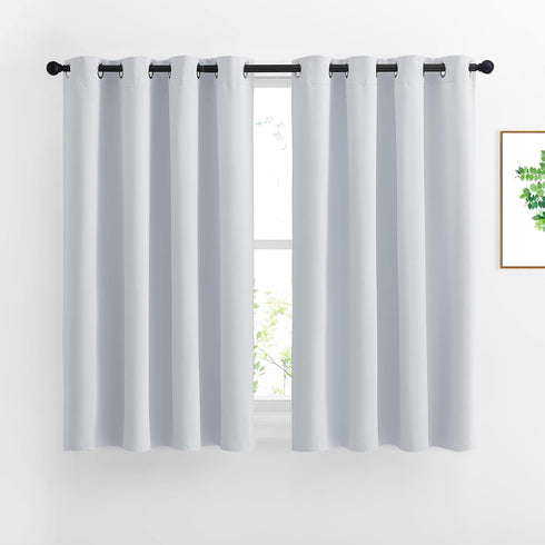 NICETOWN Greyish White Room Darkening Curtains, Thermal Insulated Grommet Panels for Bedroom (2 Panels, 52 by 54)