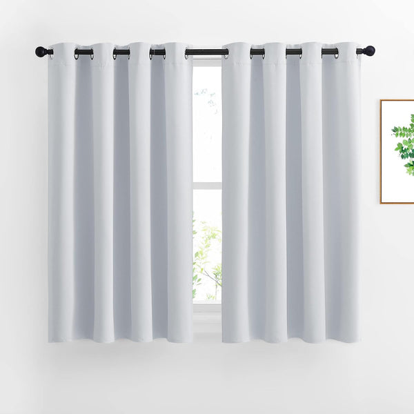 NICETOWN Greyish White Room Darkening Curtains, Thermal Insulated Grommet Panels for Bedroom (2 Panels, 52 by 54)