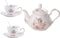 Eplze YBK Tech Strengthen Porcelain Coffee Pot Ceramic Teapot- Pink Rose (Teapot+ 2