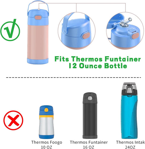 Marbe Replacement Straws for Thermos Funtainer 12 Ounce Bottle, 3 Pieces Straw Cleaning Brushes
