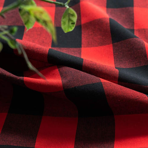 3 Pc Cotton Classic Country Farmhouse Kitchen Window Curtain - Red & Black Buffalo Check Tier & Valance Set, 54" x 18"