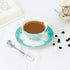 Cup & Saucer Set Bone China Porcelain Tea Coffee Cup for Breakfast Afternoon Tea - Blue Stripe Pattern (1)