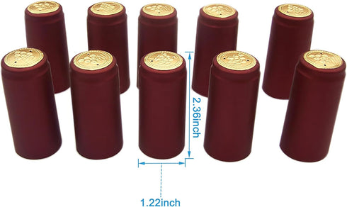 Heat Shrink Capsules, 100 Pcs Oriental Red Matte Surface Wine Brewing Caps for Professional and Home Use
