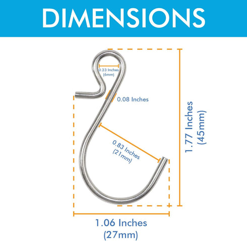 Millennial Essentials 35pcs Small S Hooks, Metal S Shaped Wire Hook Hangers for DIY Crafts, Jewelry, Key Chains