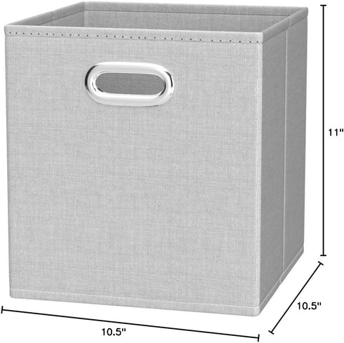 Amazon Basics Collapsible Fabric Storage Cubes, 6-Pack Light Grey, 10.5 x 10.5 x 11 inches