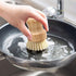 4 Packs Bamboo Palm Scrub Brush, Natural Dish Scrubber for Cast Iron Pots, Kitchen Sink